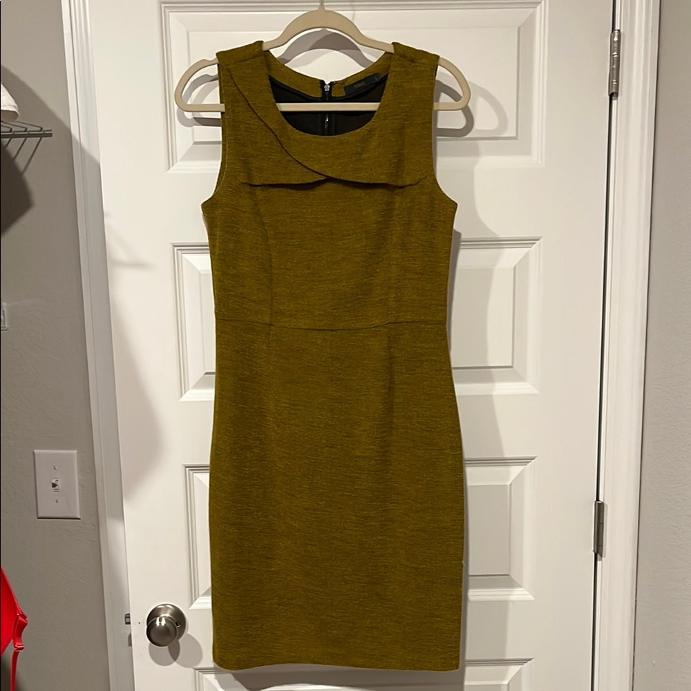 THML Mustard Yellow Ribbed Sheath Midi Dress